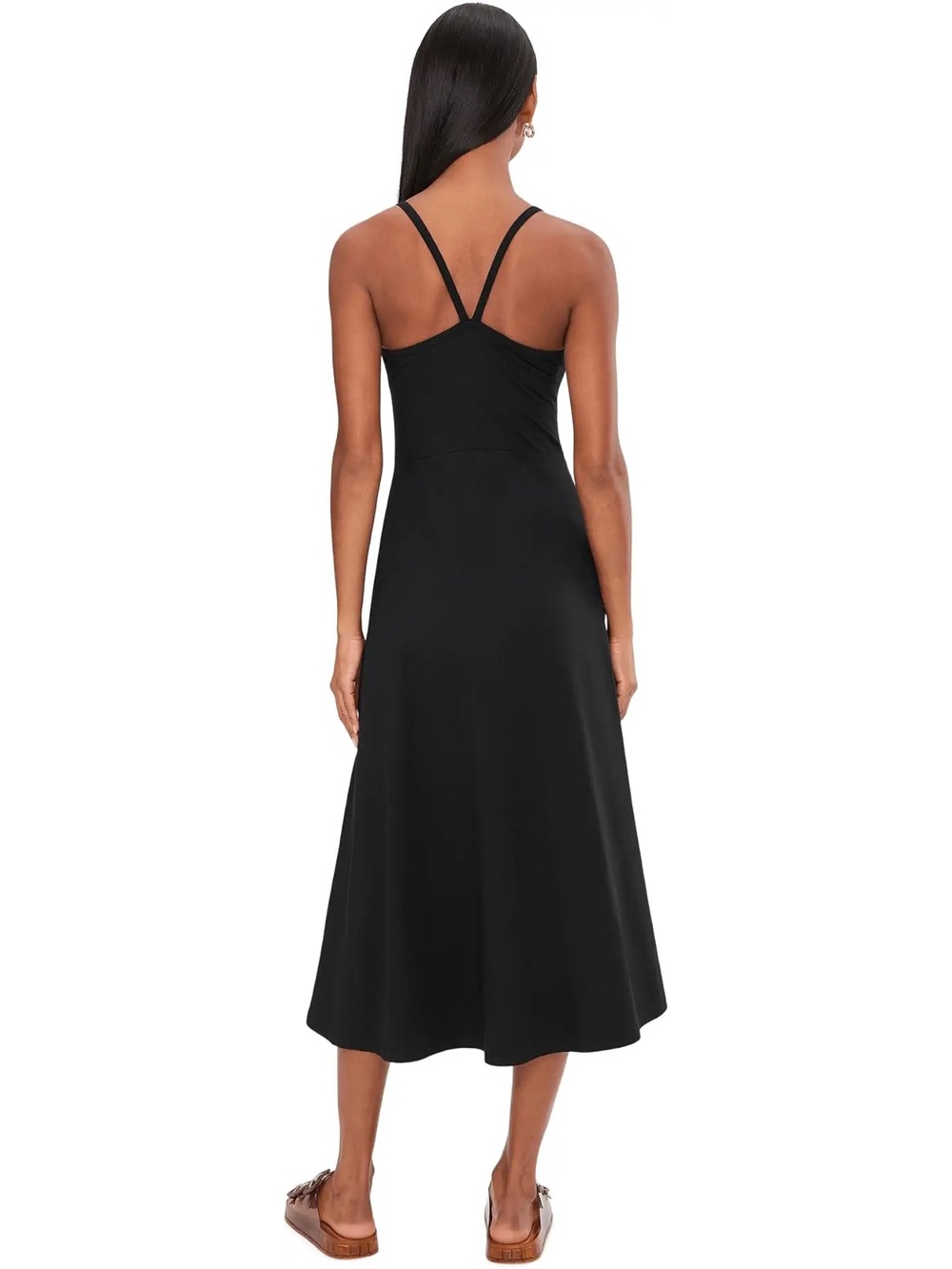 Pact Fit And Flare Midi Dress Organic Cotton Stretch Black Large - Picture 5 of 5